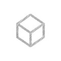 Cube grey sketch vector icon. Simple Vector Sign and Trendy Symbol for Design