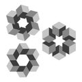 Cube hexagon shape. Modern 3D design. Geometric cube arrangement. Abstract block structure.