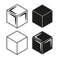 Cube icons set. Geometric black shapes. Vector 3D cubes. Abstract isometric design.