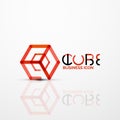 Cube idea concept logo, line