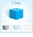 Cube. Image of volumetric geometrical figure with examples of such objects form