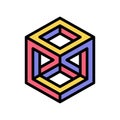 cube impossible geometric shape color icon vector illustration Royalty Free Stock Photo