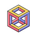 cube impossible geometric shape color icon vector illustration Royalty Free Stock Photo