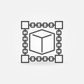 Cube inside blockchain. Block chain technology vector symbol