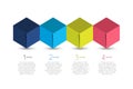 Cube infographics options banner, template, scheme, chart. Four step design.