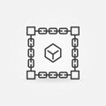 Cube inside blockchain. Vector block chain linear symbol Royalty Free Stock Photo