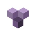 Cube isometric logo concept, 3d vector illustration. Flat design style.