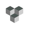 Cube isometric logo concept, 3d vector illustration. Flat design style. Cube construction. Sign pattern. Graphic design. Fashion Royalty Free Stock Photo