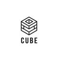 Cube line brick logo icon symbol simple Royalty Free Stock Photo