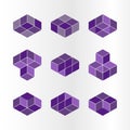 Cube logo concept, vector illustration. Flat design style. Cube construction. Sign pattern. Graphic design. Fashion background abs Royalty Free Stock Photo