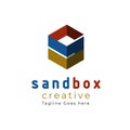 The cube logo design is combined with the letter S. simple logo letter S colorfull from a box