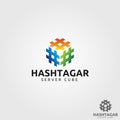 Hash Tag Cube Logo Template