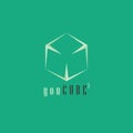 Cube logo. Light green color cube vector design with green background