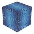A cube made of blue bricks