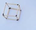 Cube made of matchsticks art and maths education for kids