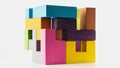 Cube made of multicolored wooden figures