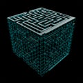 Cube maze isolated on black