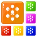 Cube molecule icons set vector color