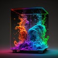 A Cube of Neon Smoke - generative AI digital illustration