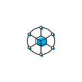 Cube network connection structure vector icon Royalty Free Stock Photo