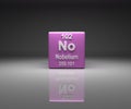 Cube with Nobelium number 102 periodic table