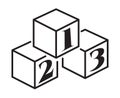 Cube 123 number blocks line art icon for apps and websites Royalty Free Stock Photo