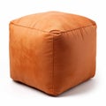 Cube Orange Velvet Ottoman - Softly Organic Pouf In Fujifilm Natura 1600 Style