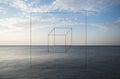 Cube over seascape and water surface