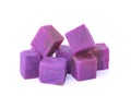 Cube purple sweet potatoes isolated on white Royalty Free Stock Photo