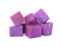 Cube purple sweet potatoes isolated on white Royalty Free Stock Photo