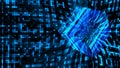 Cube reflection abstract dark cave waveform visualization wave technology digital surface background