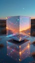 a cube a reflection of a snow globe and the words quot snowflakes quot on it Geometric Isometric
