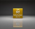 Cube with Rutherfordium number 104 periodic table