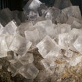 Cube-shaped crystals of the mineral halite