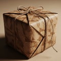 A cube-shaped gift is wrapped in Royalty Free Stock Photo