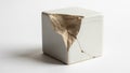 Cube shaped object with rough broken edges and visible cracks Royalty Free Stock Photo