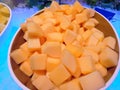 Cube Sized Cantaloupe or rockmelon Royalty Free Stock Photo