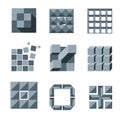 Cube, square and pixel logo vector set. Creativity idea icons