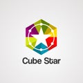 Cube star colorful logo vector, icon, element, and template for company