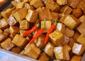 Cube stewed dried tofu closeup i Royalty Free Stock Photo