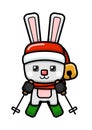 Cube Style Cute Christmas Rabbit Skiing