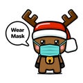 Cube Style Cute Christmas Reindeer Wearing Mask