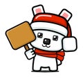 Cube Style Cute Polar Bear Holding Board