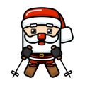Cube Style Cute Santa Claus Skiing