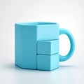 Cube Turquoise Mug With Sharp Finish - 3d Model