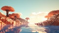 cube voxel surface landscape Royalty Free Stock Photo