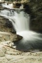 Cube waterfall in the Selva de Irati. Royalty Free Stock Photo