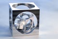 Cube in cube, workpiece on a CNC milling machine Royalty Free Stock Photo