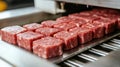 Cubed beef, precisely portioned, ready for cooking Royalty Free Stock Photo