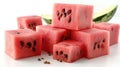 Cubed watermelon slices on white background Royalty Free Stock Photo